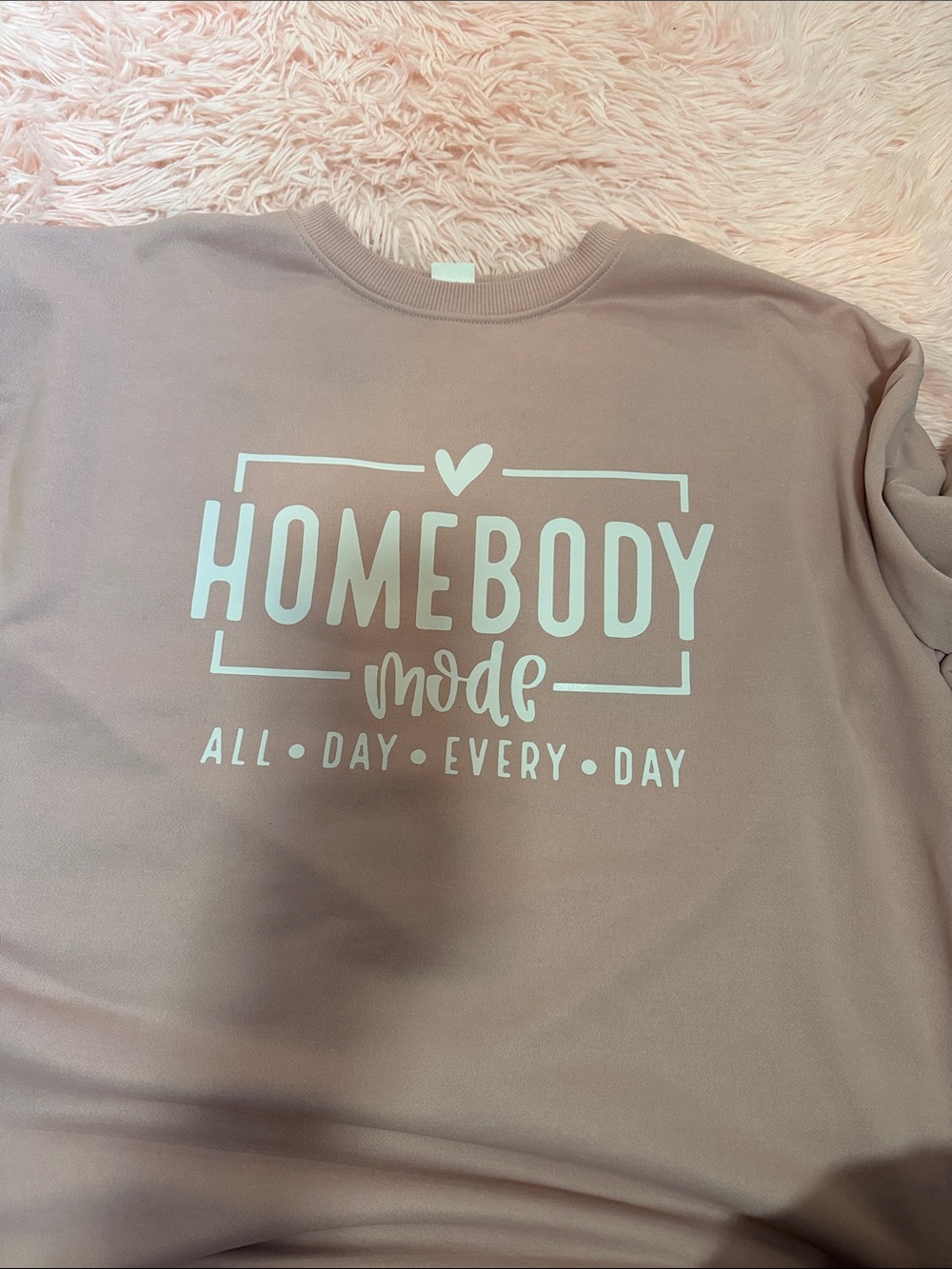 SHEIN Dusty Pink "Homebody Mode" Pullover Sweatshirt